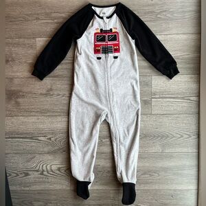 Kids Headquarters Gray, Black, and Red Fire Truck One Way Footed Zippy Pajama 4T